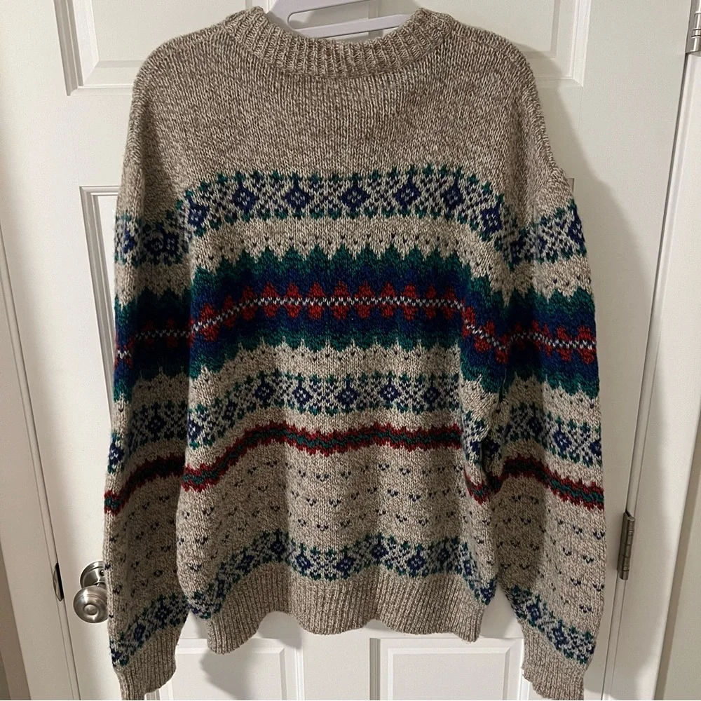 American Eagle vintage Wool Blend Men's Fair Isle Crewneck Sweater Size XL - Picture 5 of 6